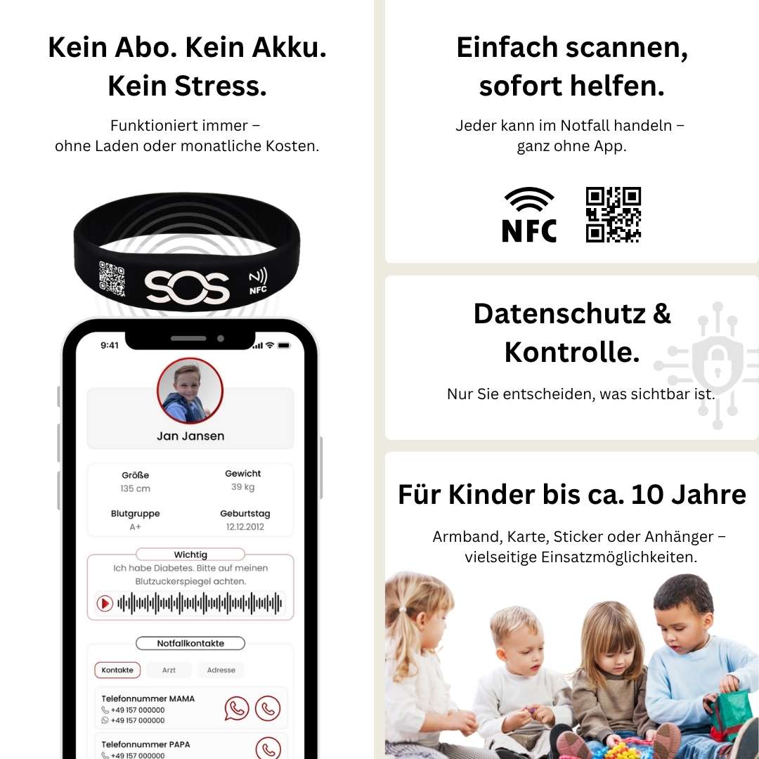 Kinder - Sicherheits - Set mit digitalen Helfer - Infos - HelpMee